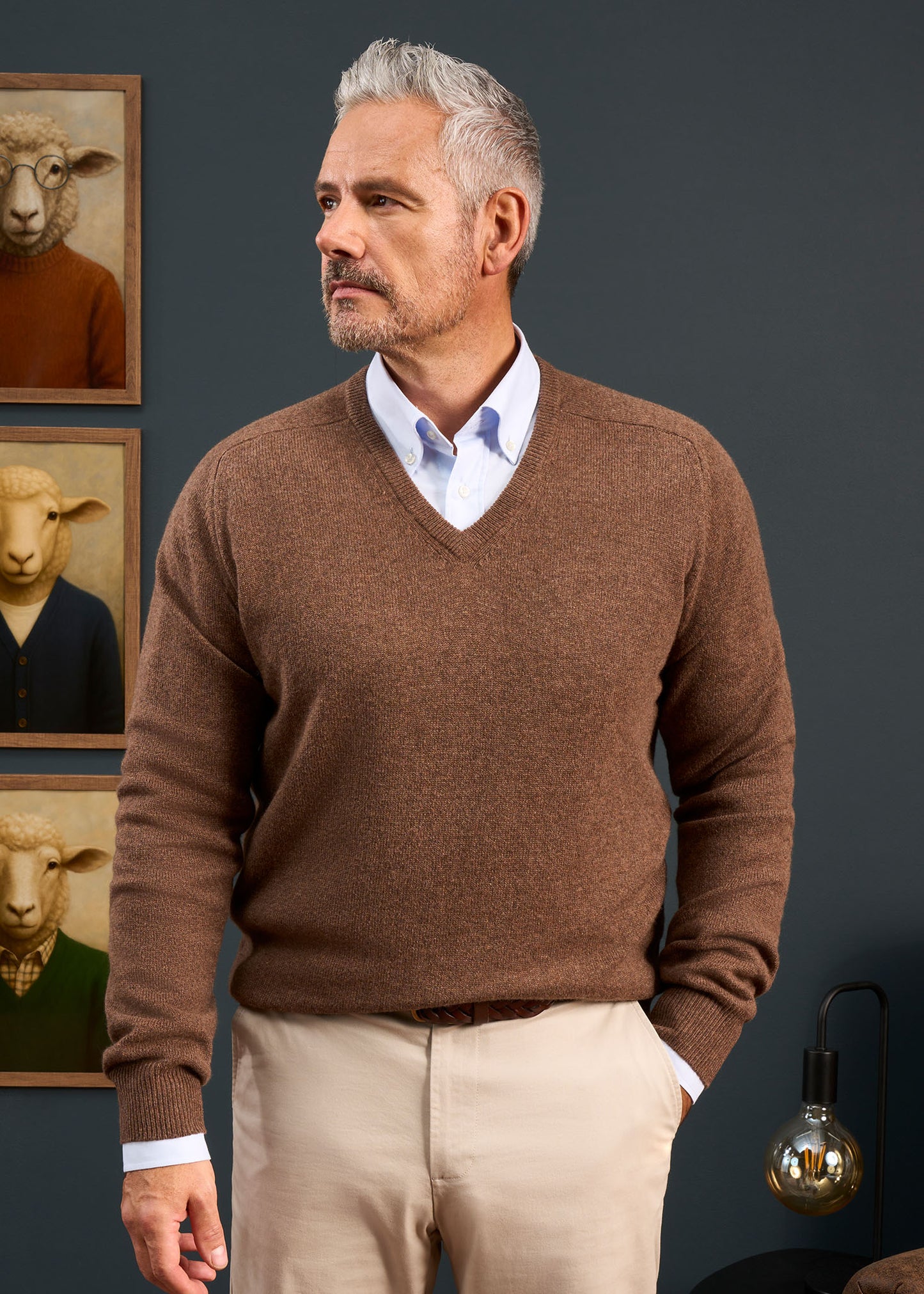 Hampshire Lambswool Jumper in Tobacco