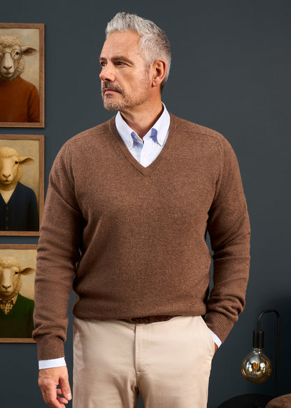 Hampshire Lambswool Jumper in Tobacco