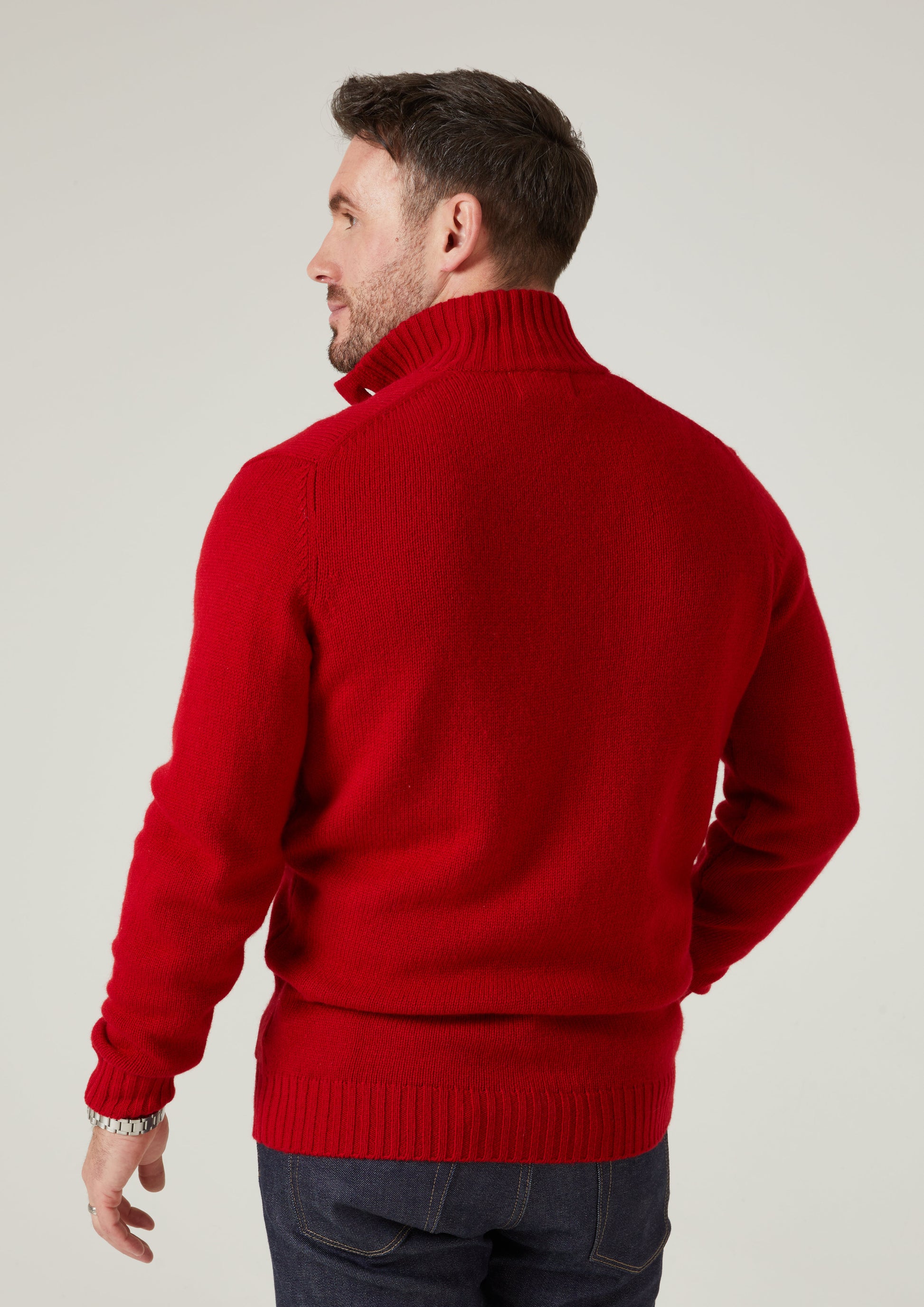 Landford Men's Lambswool Buttoned Jumper In Dubonnet 