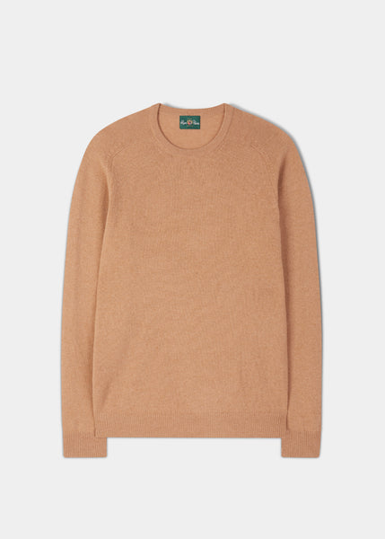 Lenzie Lambswool Crew Neck Jumper In Camel Alan Paine UK
