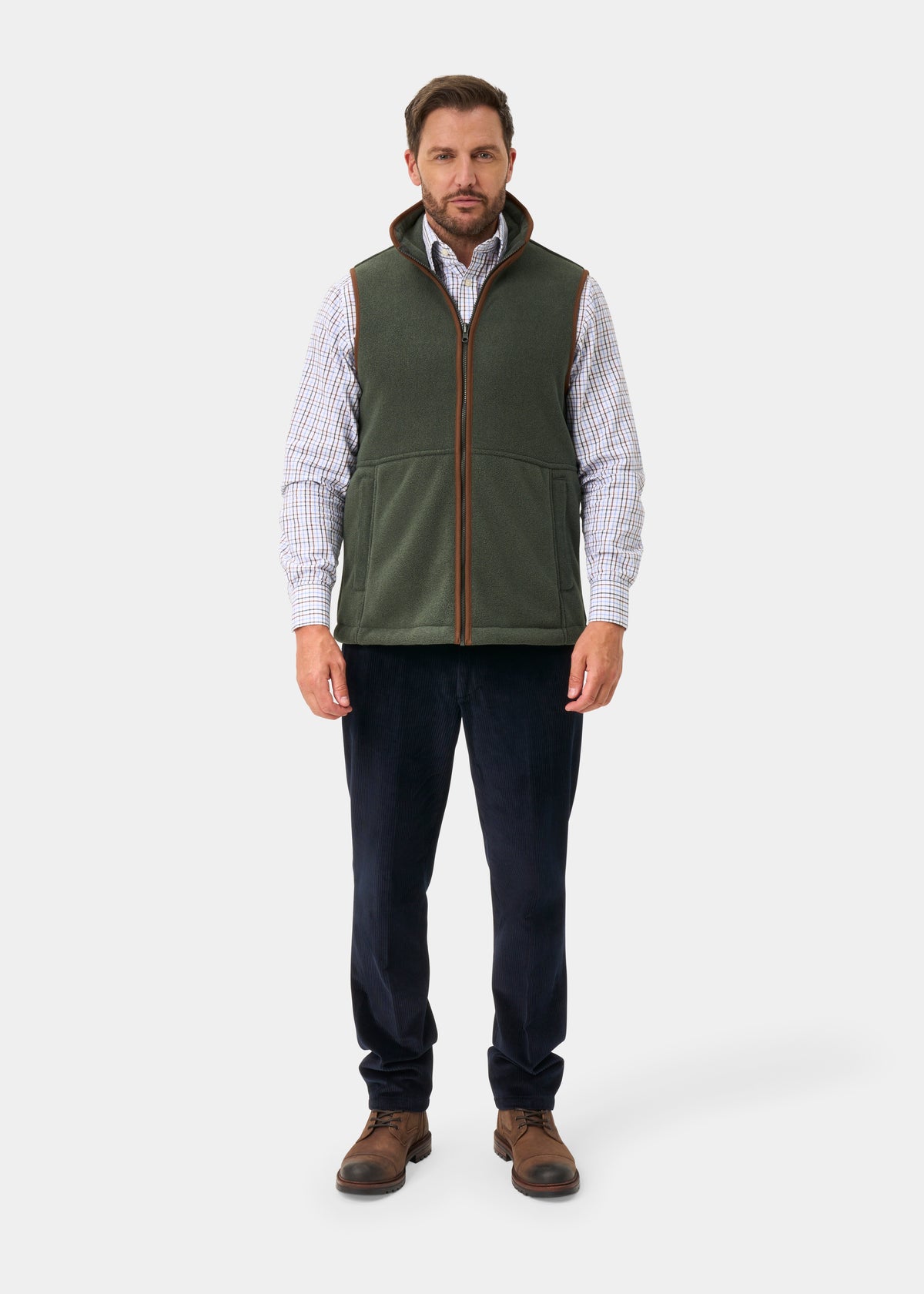 Aylsham Men's Fleece Gilet In Cedar Green - Regular Fit
