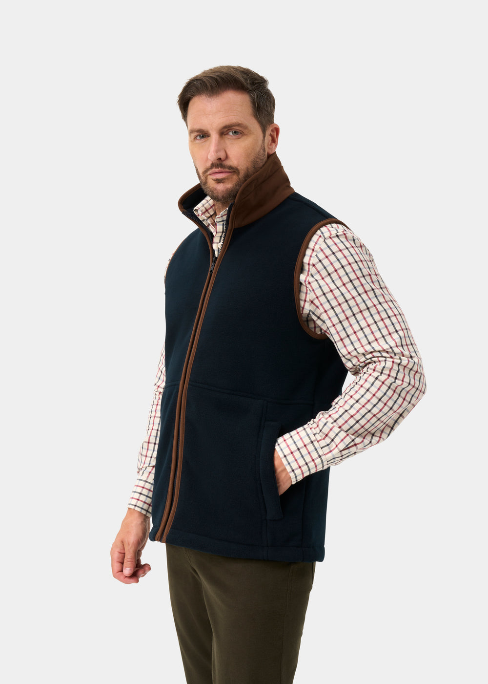 Aylsham Men's Fleece Gilet In Dark Navy - Regular Fit