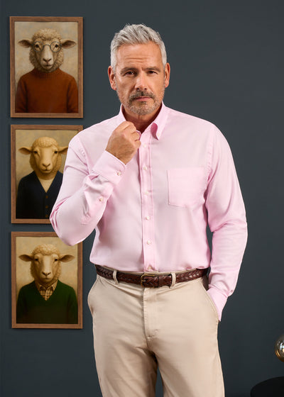 Men's Cotton Button Down Pink Shirt