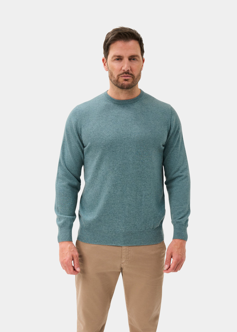 Men's Cashmere Crew Neck Jumper in Caspian