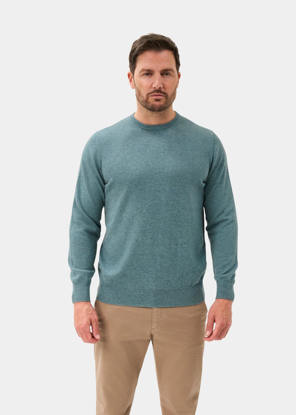Men's Cashmere Crew Neck Jumper in Caspian