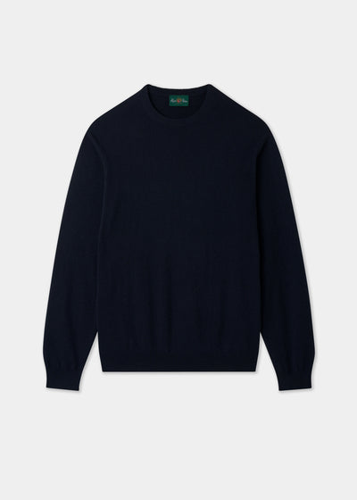 Men's Cashmere Crew Neck Jumper in Dark Navy