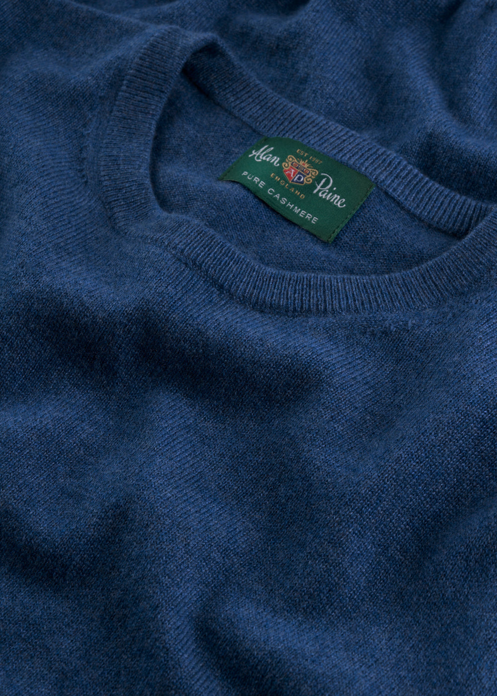 Men's Cashmere Crew Neck Jumper in Denim