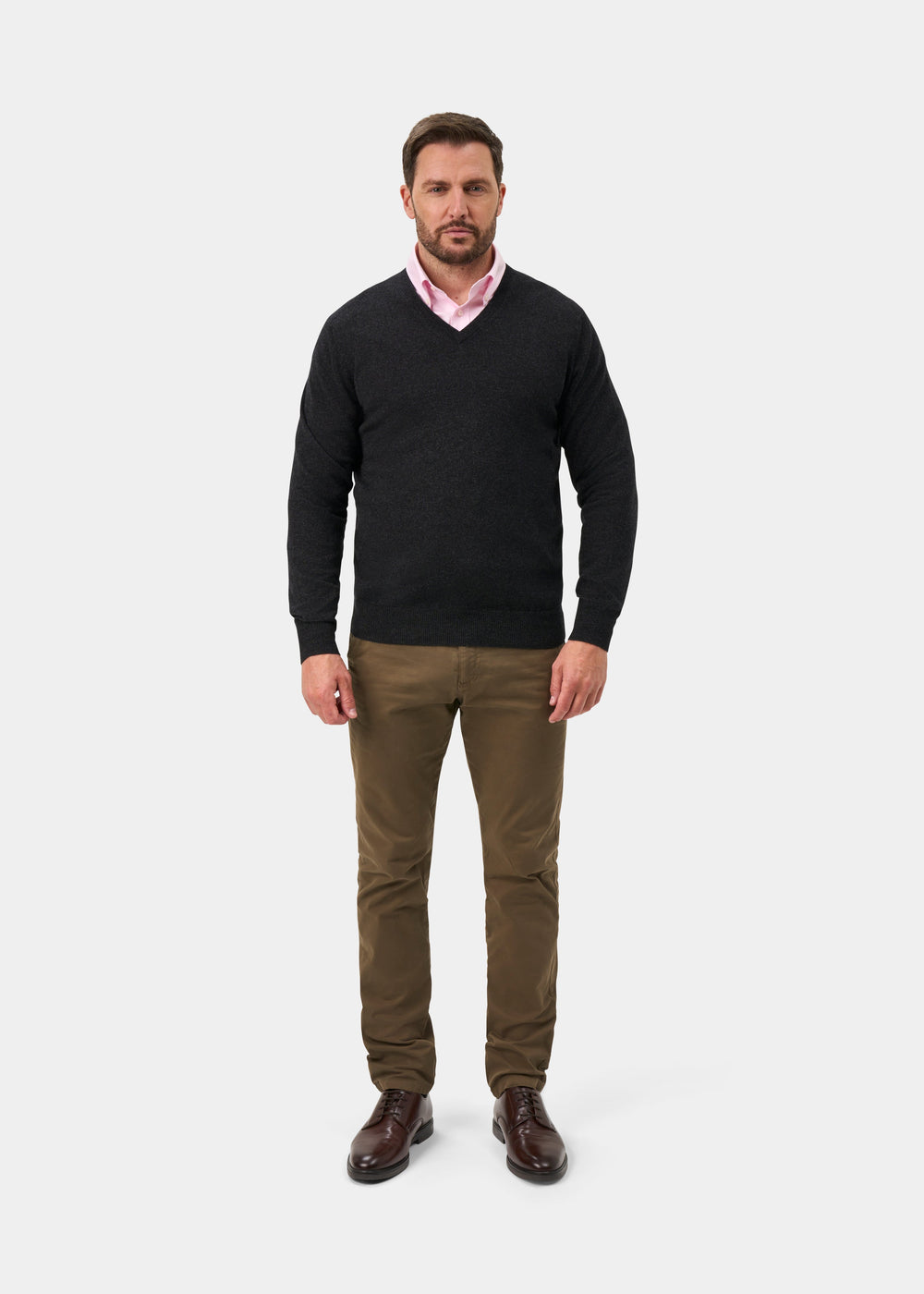 Haddington Cashmere Jumper in Charcoal - Regular Fit