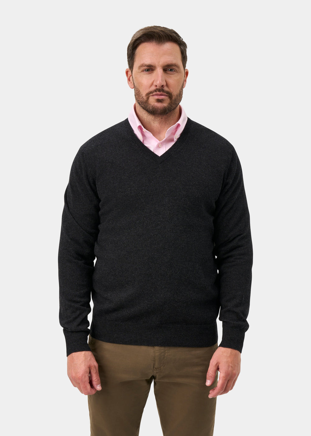 Haddington Cashmere Jumper in Charcoal - Regular Fit