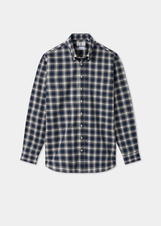 Men's Cotton Long Sleeve Checked Shirt in Blue