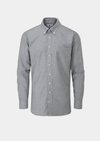 Men's Cotton Button Down Blue Small Check Shirt 