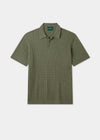 Men's Cotton Cable Polo Shirt in Green