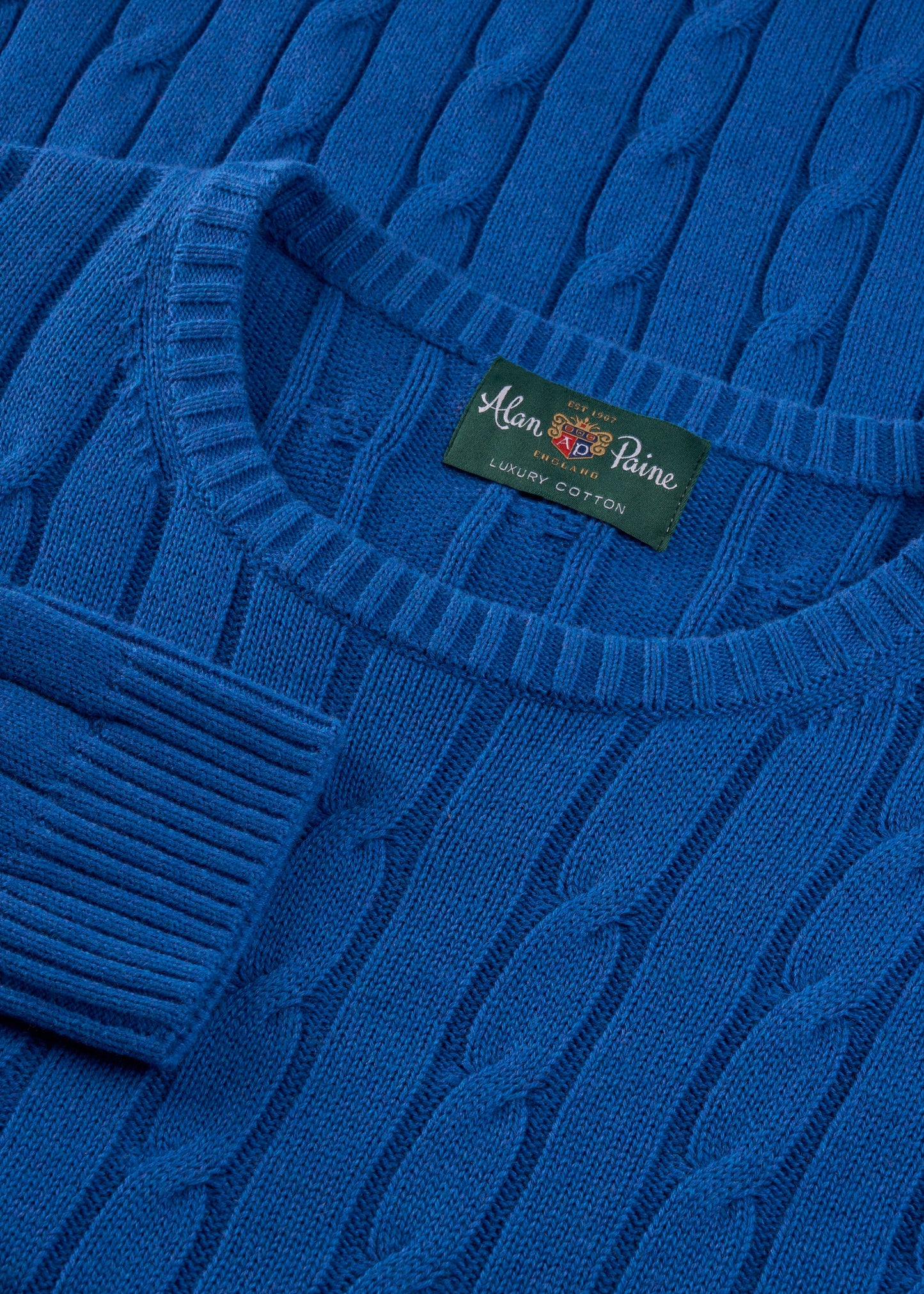 Men's Cotton Cashmere Crew Neck Jumper in Blue