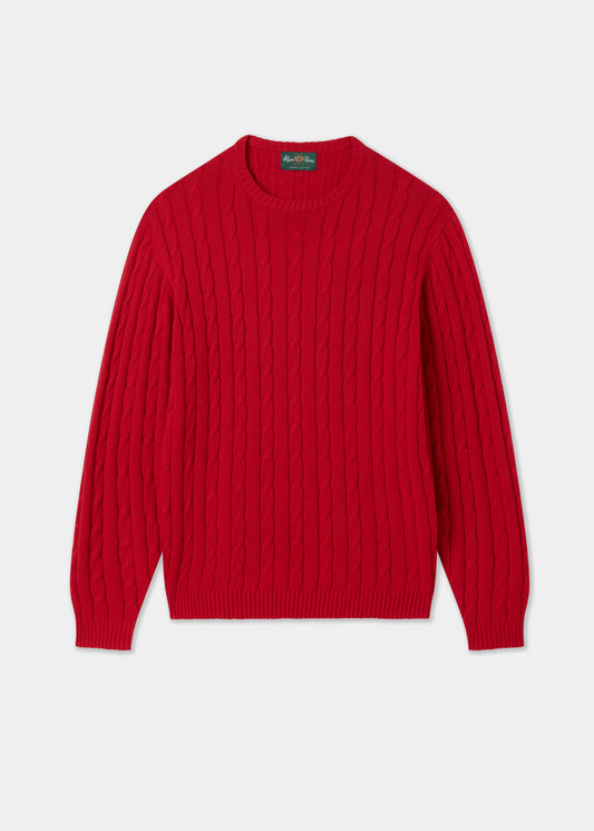 Men's Cotton Cashmere Crew Neck Jumper in Red