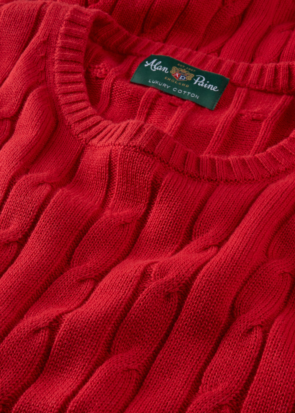 Men's Cotton Cashmere Crew Neck Jumper in Red