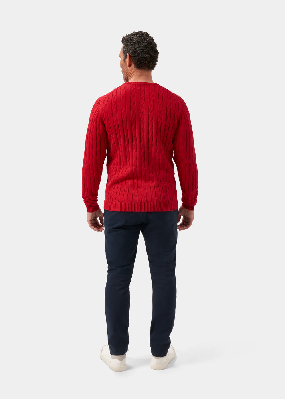 Men's Cotton Cashmere Crew Neck Jumper in Red