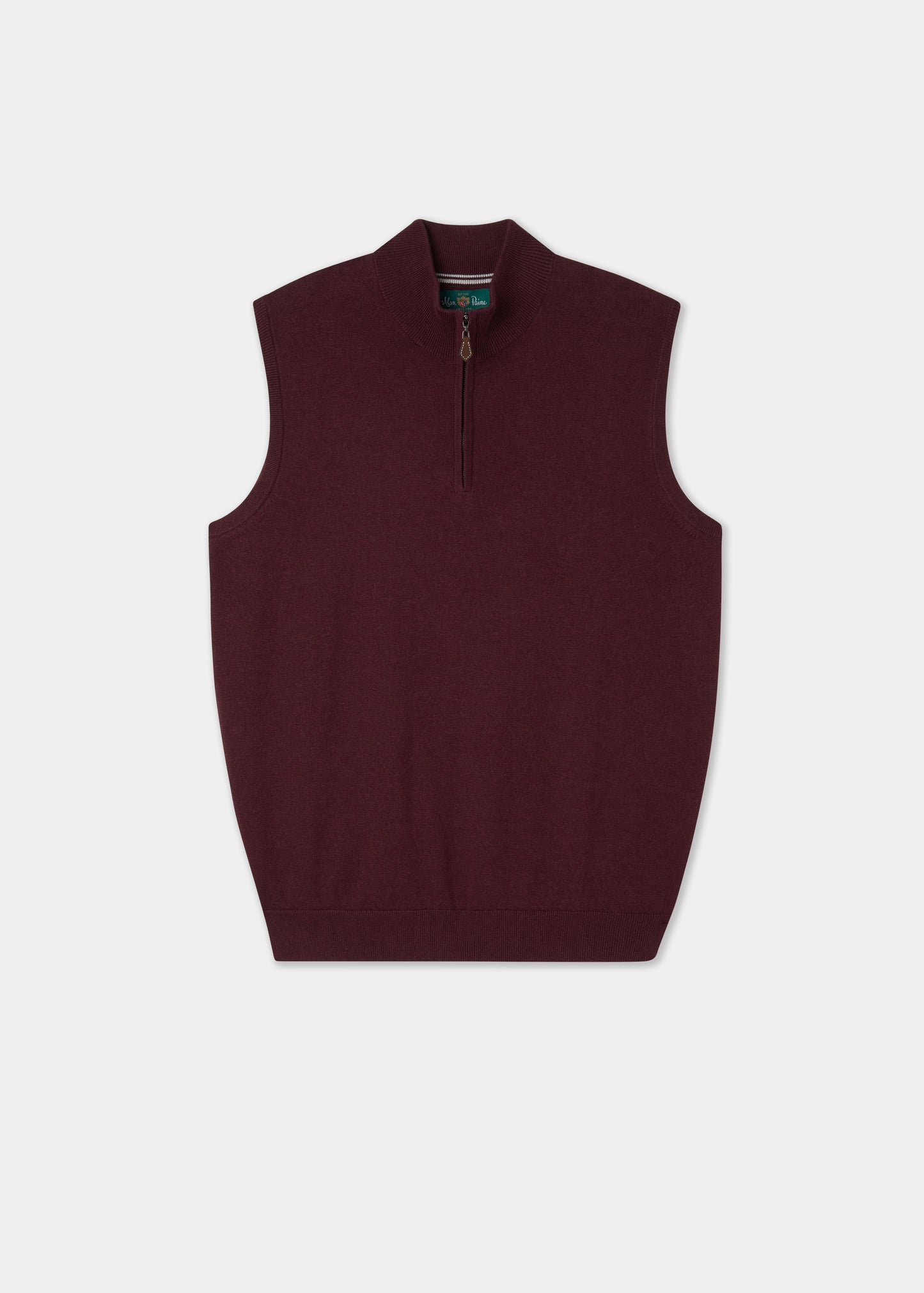 Men's Cotton Cashmere Quarter Zip Gilet in Purple