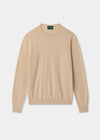 Men's Cotton Cashmere Crew Neck Jumper in Beige