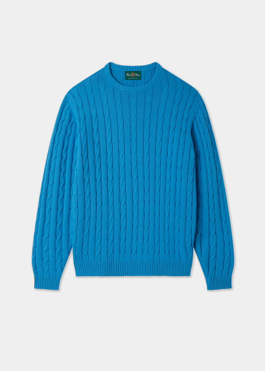 Men's Cotton Cashmere Crew Neck Jumper in Blue