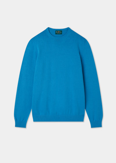 Men's Cotton Cashmere Crew Neck Jumper in Blue