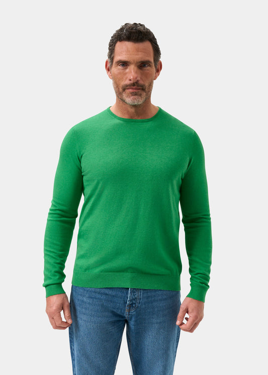 Men's Cotton Cashmere Crew Neck Jumper in Bright Green