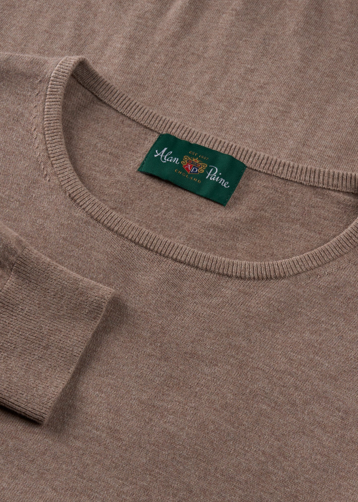Men's Cotton Cashmere Crew Neck Jumper in Brown