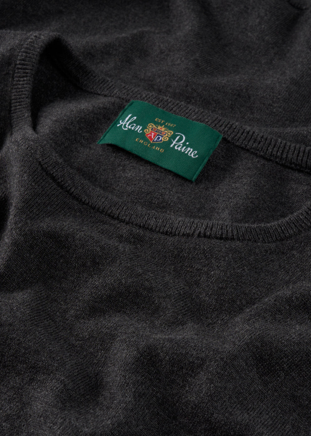 Men's Cotton Cashmere Crew Neck Jumper in Dark Grey