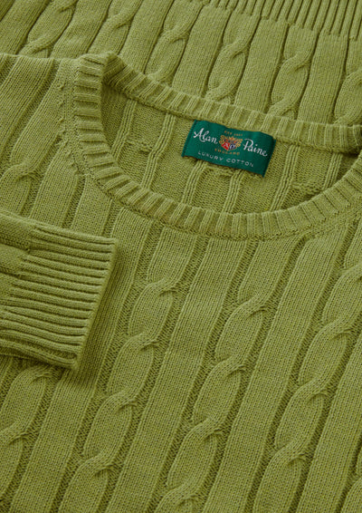Men's Cotton Cashmere Crew Neck Jumper in Green
