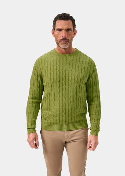Honley Cotton Cashmere Cable Knit Jumper In Lichen