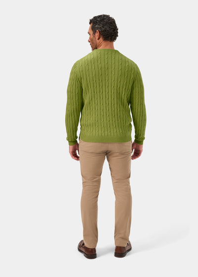 Honley Cotton Cashmere Cable Knit Jumper In Lichen