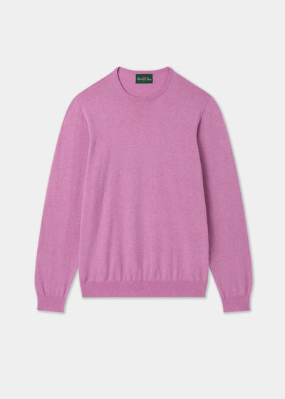 Men's Cotton Cashmere Crew Neck Jumper in Pale Purple