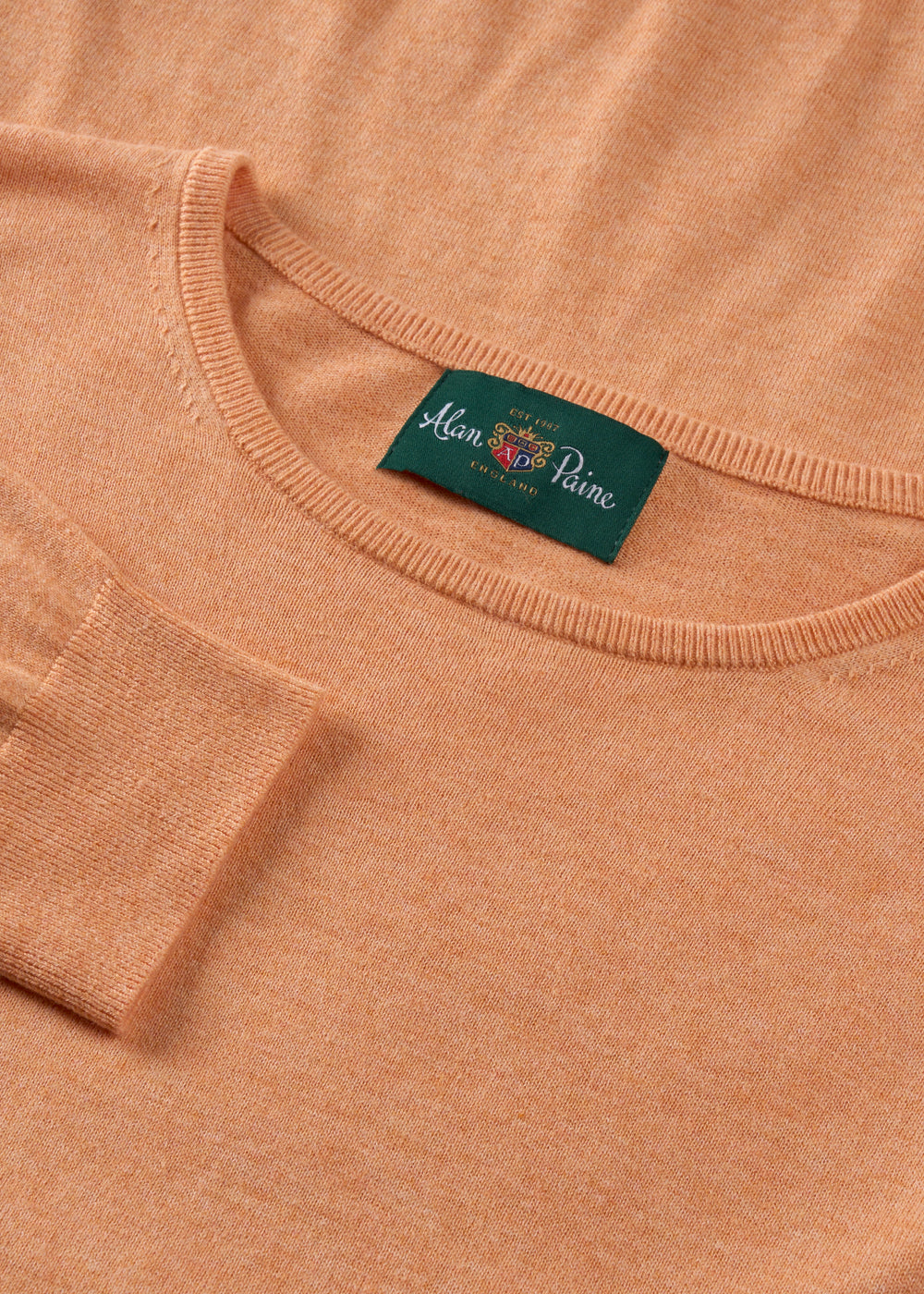 Men's Cotton Cashmere Crew Neck Jumper in Pale Orange