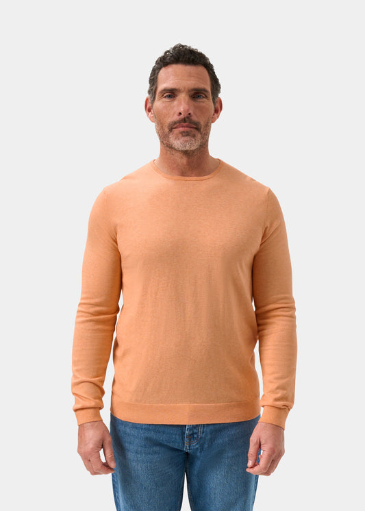 Men's Cotton Cashmere Crew Neck Jumper in Pale Orange