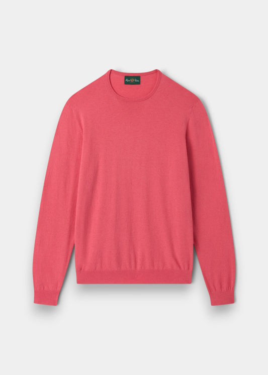 Men's Cotton Cashmere Crew Neck Jumper in Pink