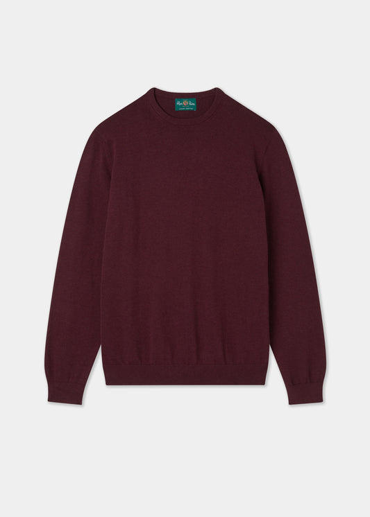 Men's Cotton Cashmere Crew Neck Jumper in Purple