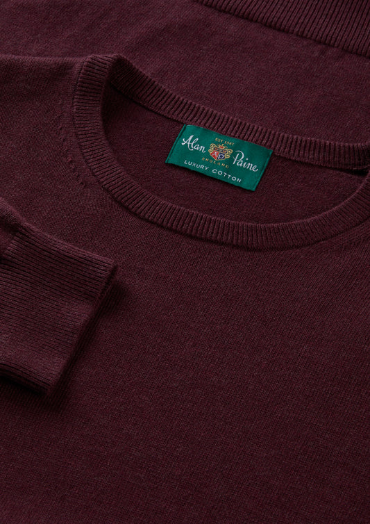 Men's Cotton Cashmere Crew Neck Jumper in Purple