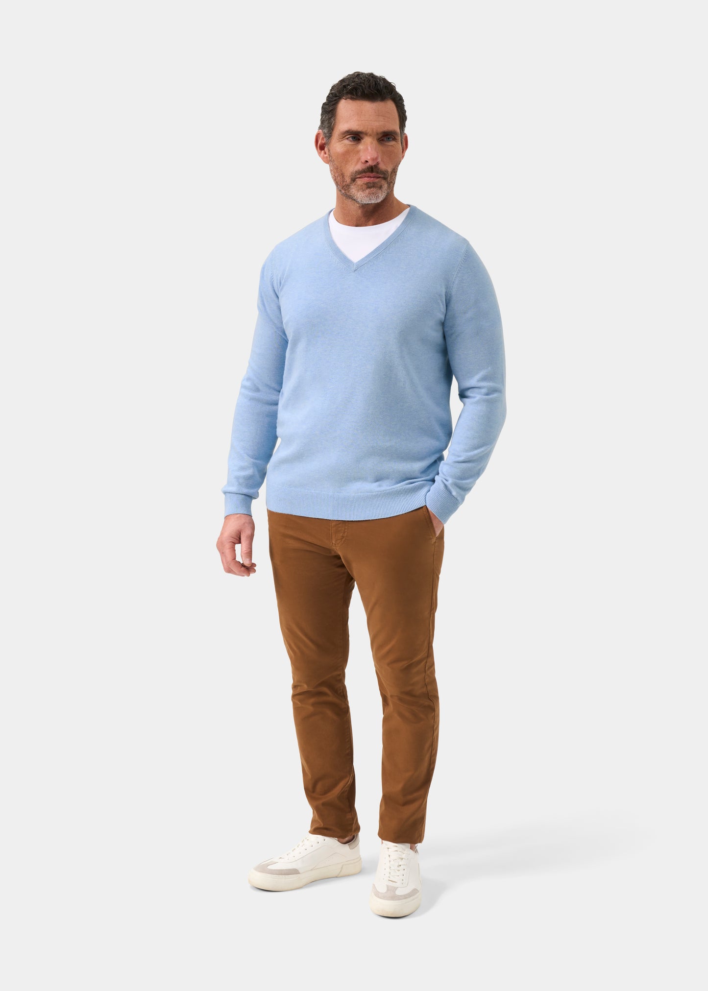 Rothwell Cotton Cashmere Jumper In Steel Blue