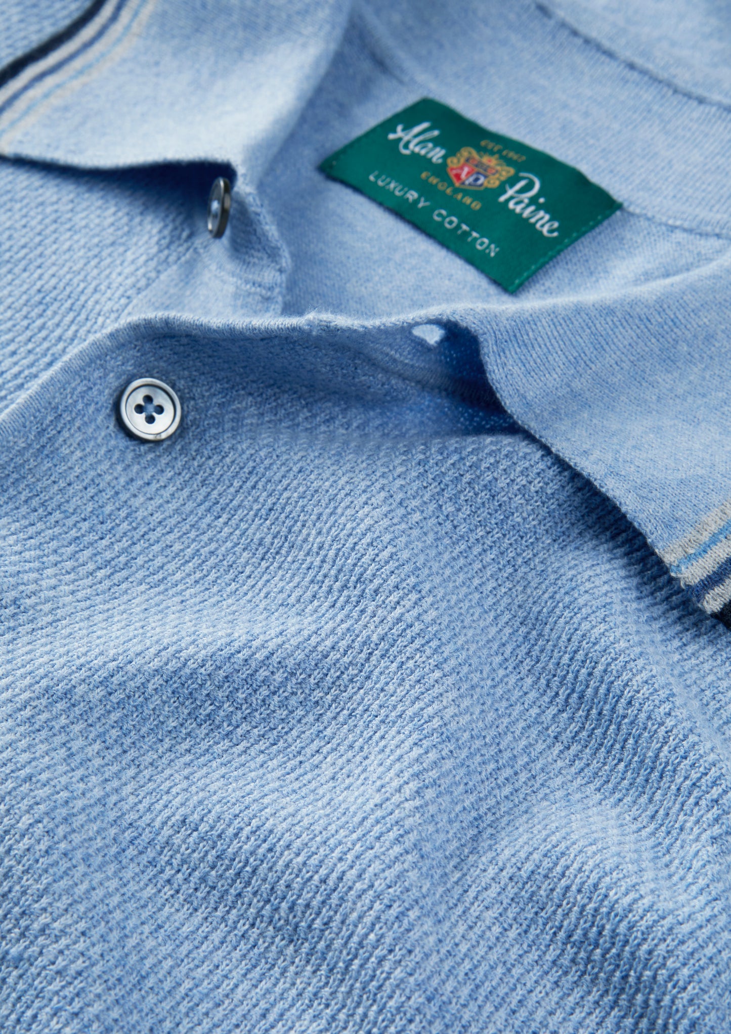 Men's Cotton Cashmere Polo Shirt in Light Blue
