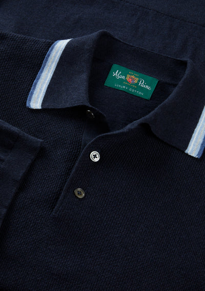 Men's Cotton Cashmere Polo Shirt in Navy