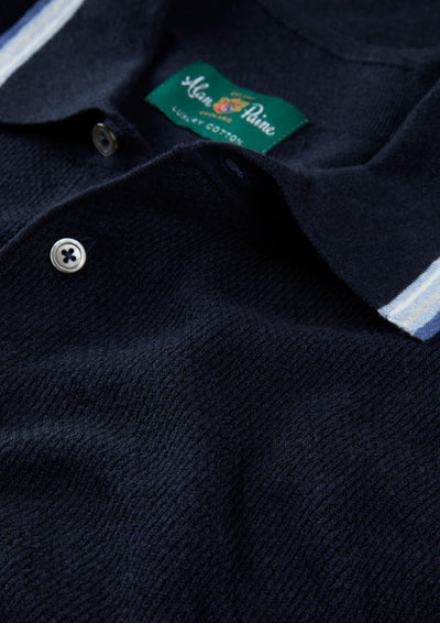 Men's Cotton Cashmere Polo Shirt in Navy