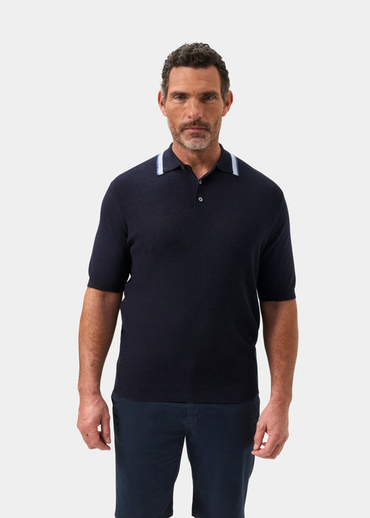 Men's Cotton Cashmere Polo Shirt in Navy