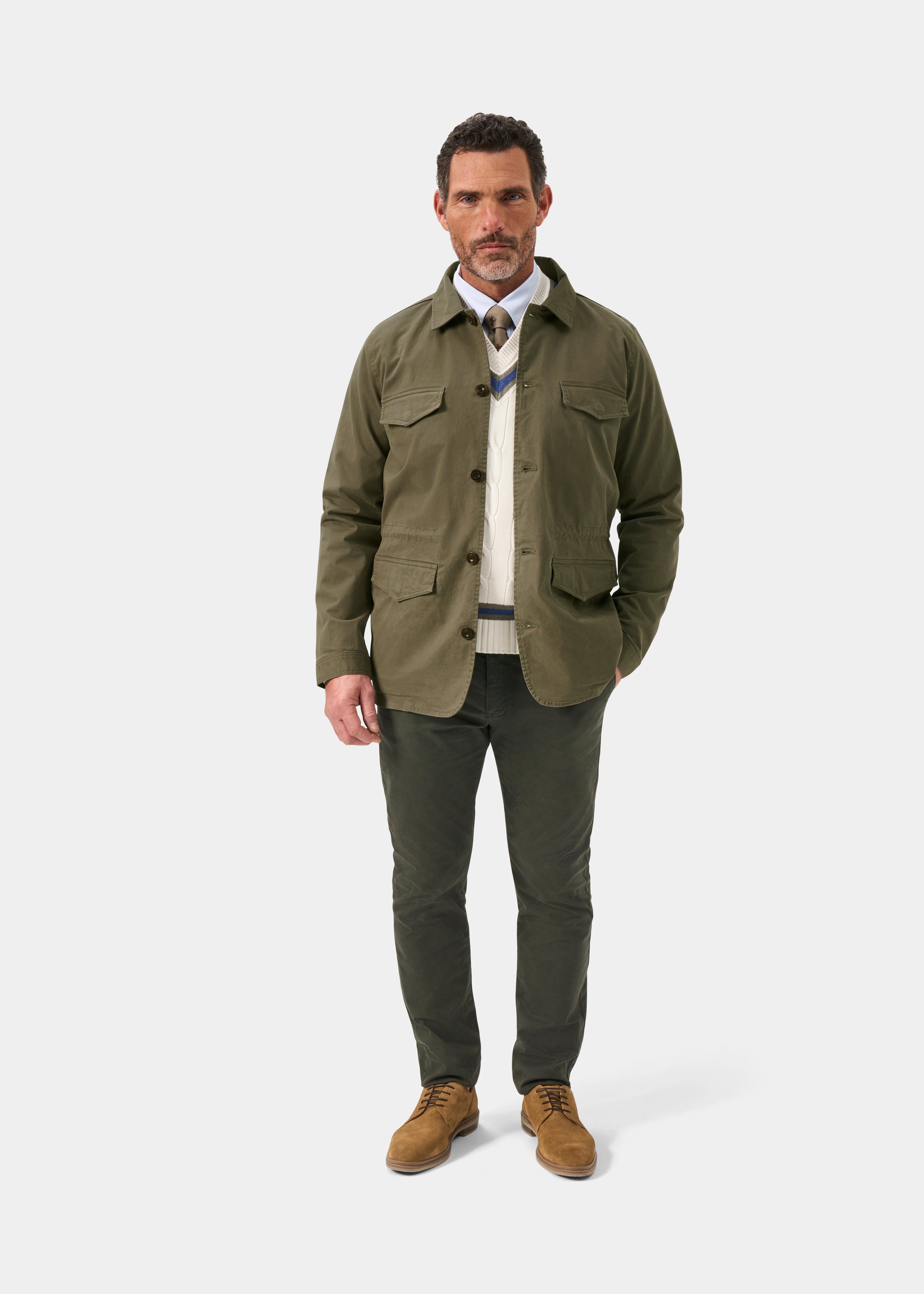 Rockmere Men's Safari Jacket In Olive | AP – Alan Paine