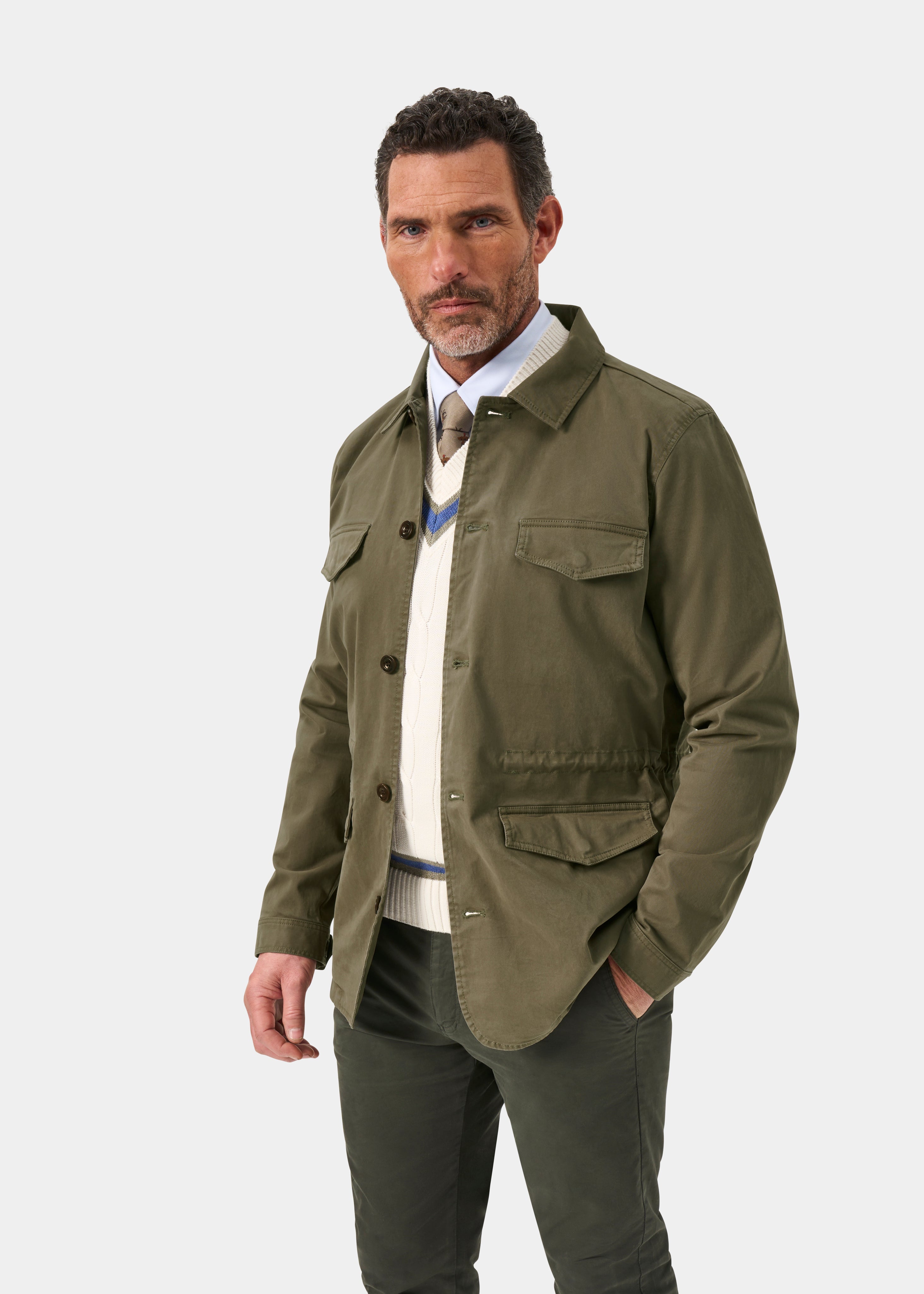 Rockmere Men's Safari Jacket In Olive | AP – Alan Paine