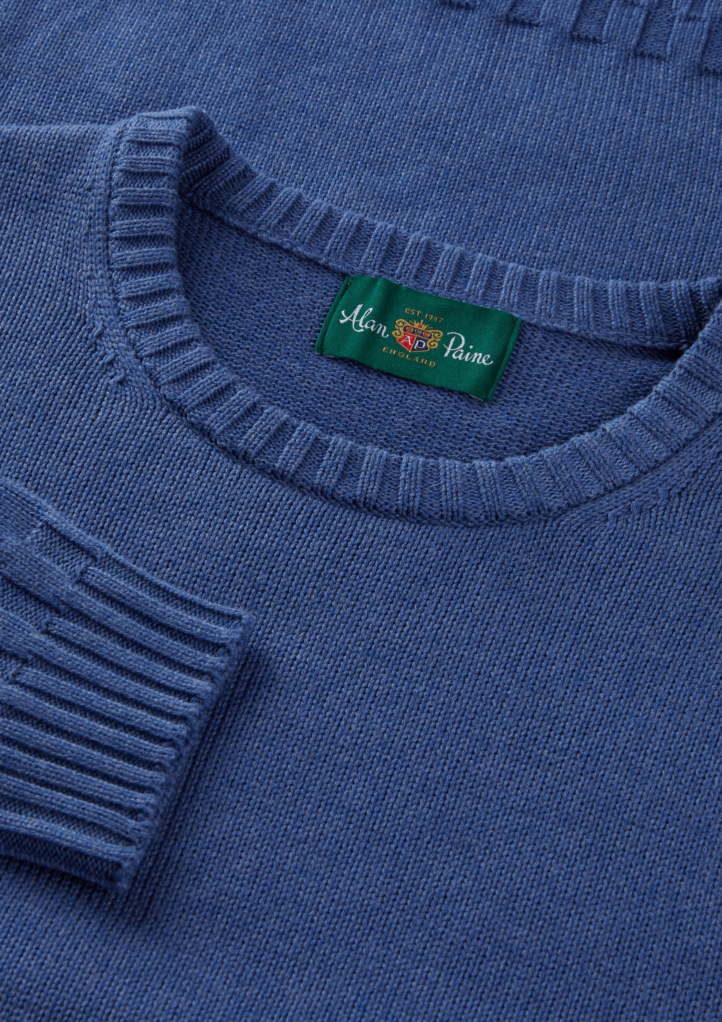 Men's Cotton Cashmere Crew Neck Jumper in Blue