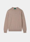 Men's Cotton Crew Neck Jumper in Brown