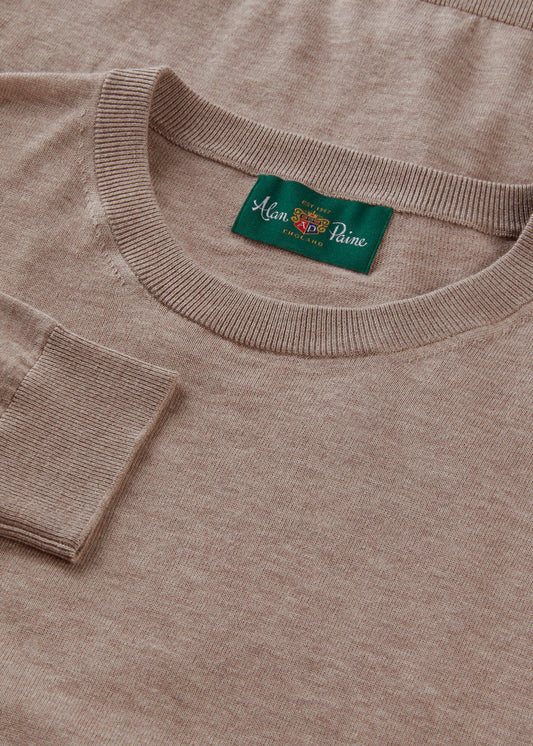 Men's Cotton Crew Neck Jumper in Brown