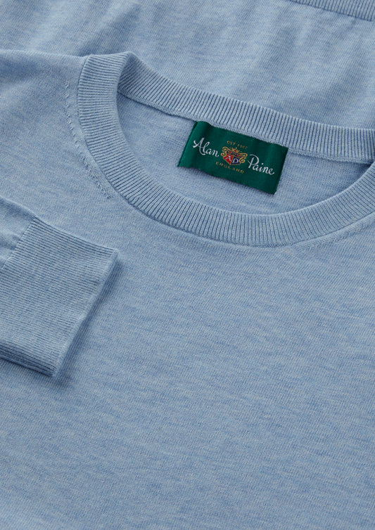Men's Cotton Crew Neck Jumper in Light Blue
