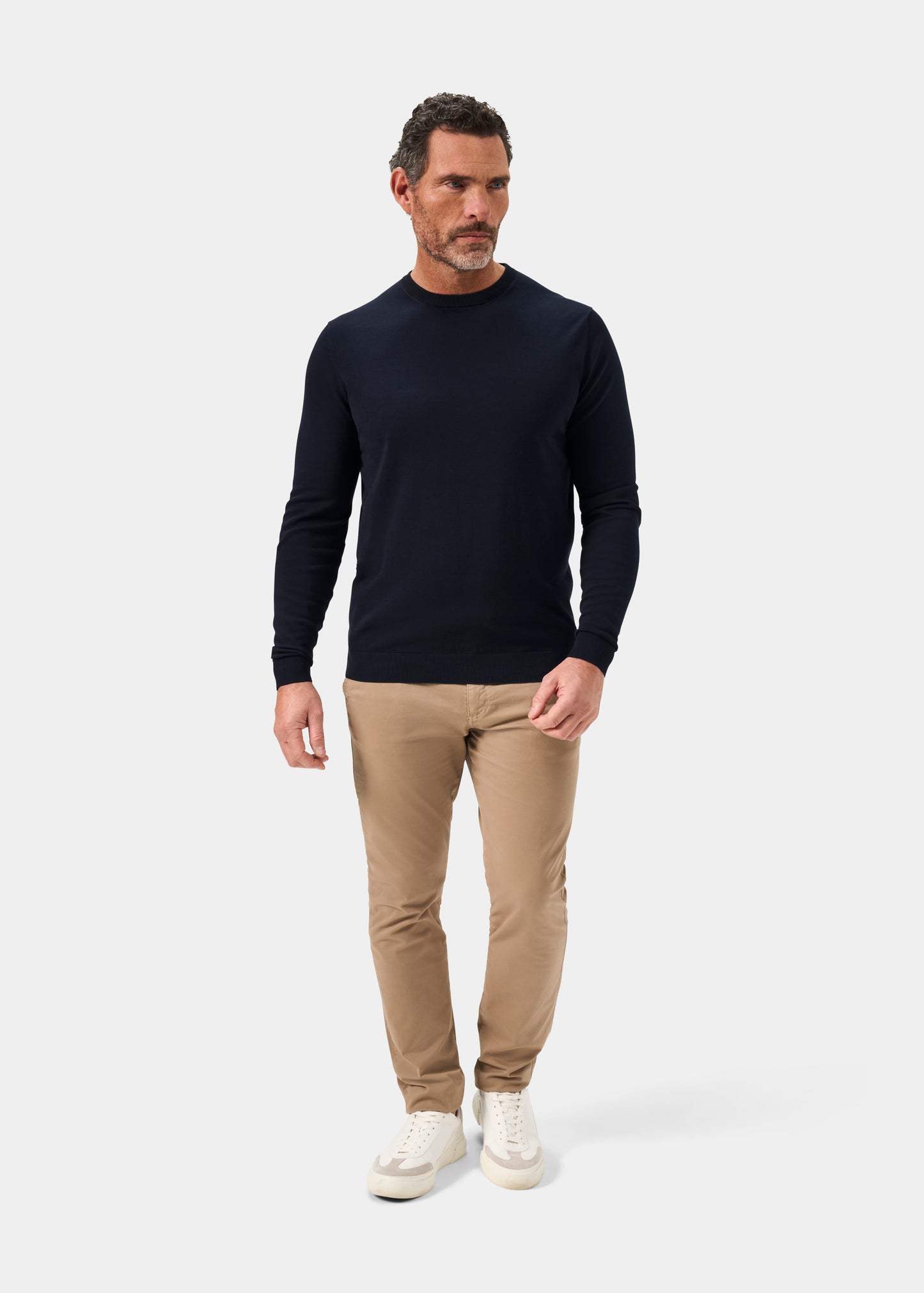 Men's Cotton Crew Neck Jumper in Dark Navy