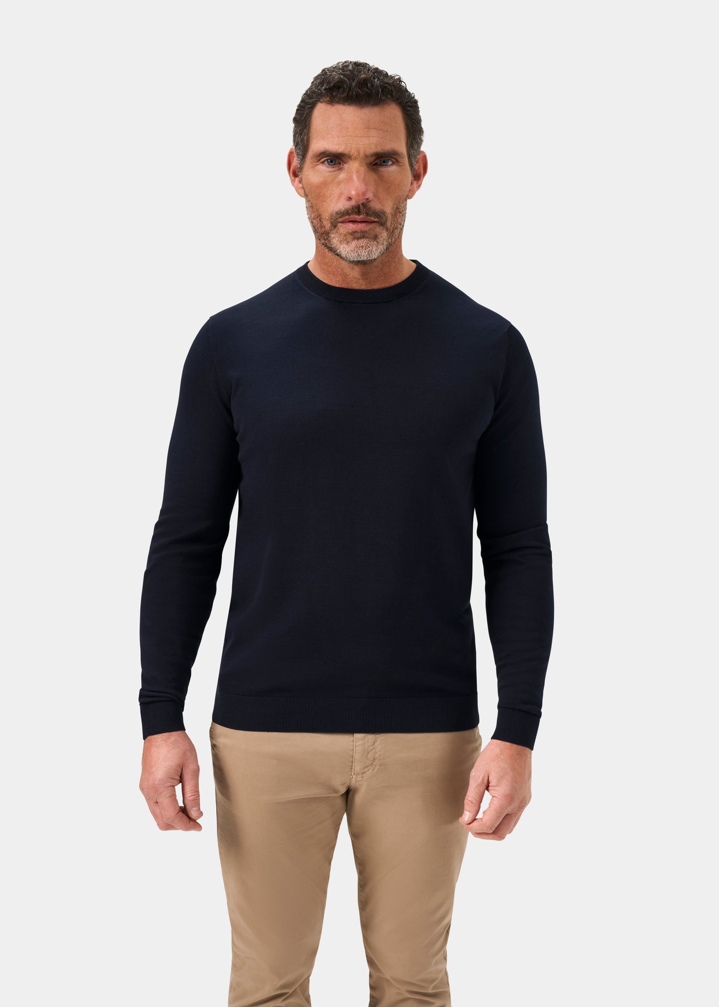 Men's Cotton Crew Neck Jumper in Dark Navy