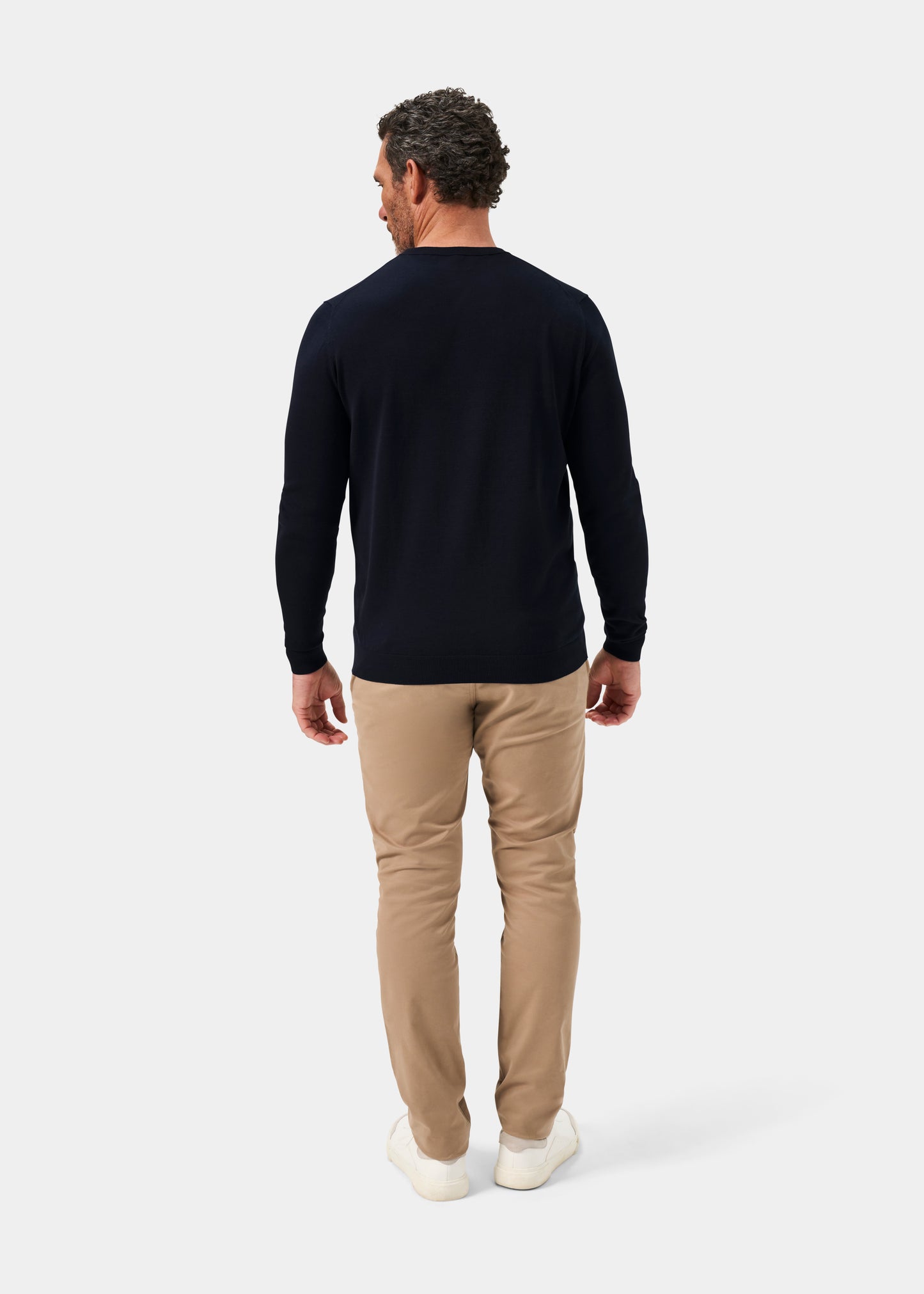 Men's Cotton Crew Neck Jumper in Dark Navy